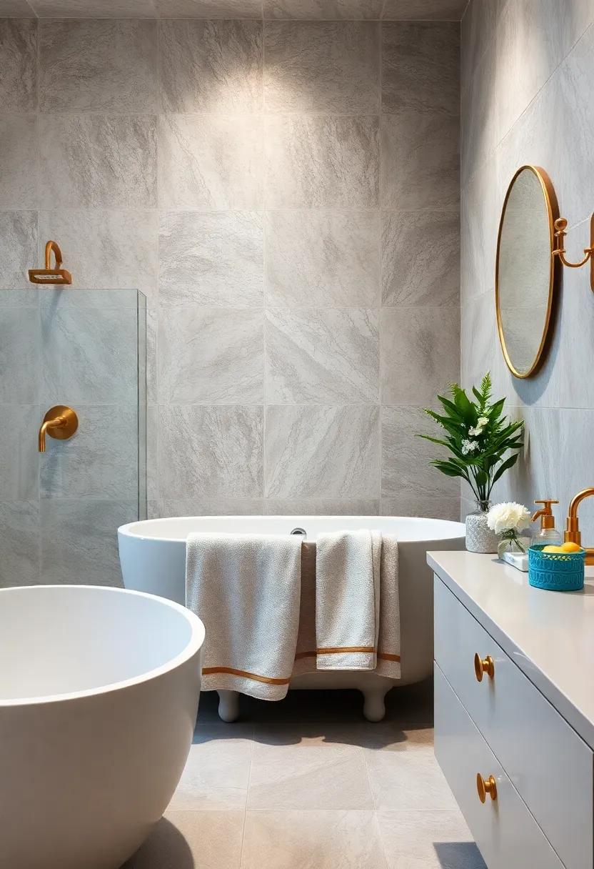 Luxe Towels: Display high-quality, oversized towels with subtle brass detailing for a spa-like experience at home