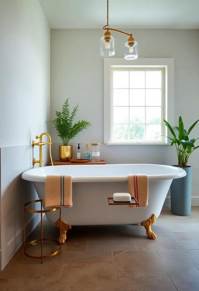 Clawfoot Tub Accessories: Invest in brass soap dishes and bath caddies designed specifically for clawfoot tubs to enhance usability and style