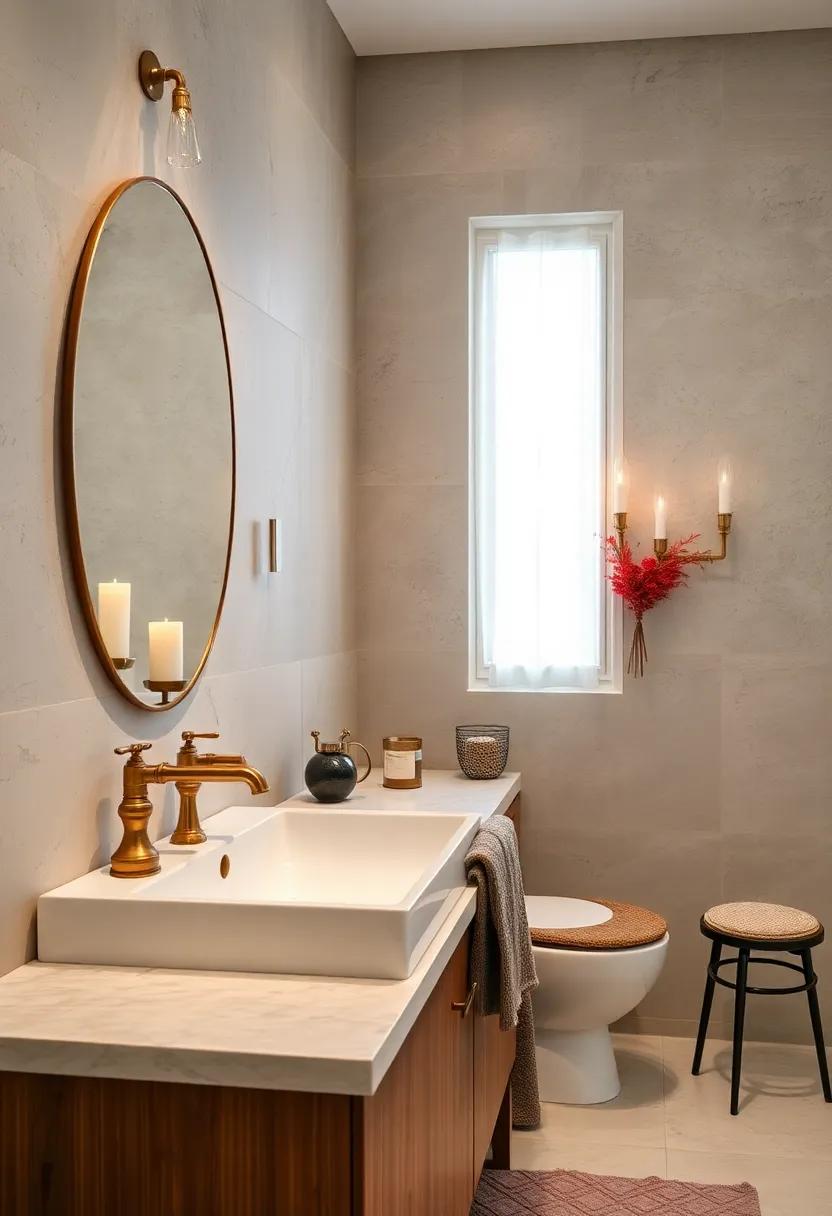 moroccan-Inspired Tiles: Use brass-colored tiles or metallic accents in your shower space for an exotic touch that aligns with vintage design