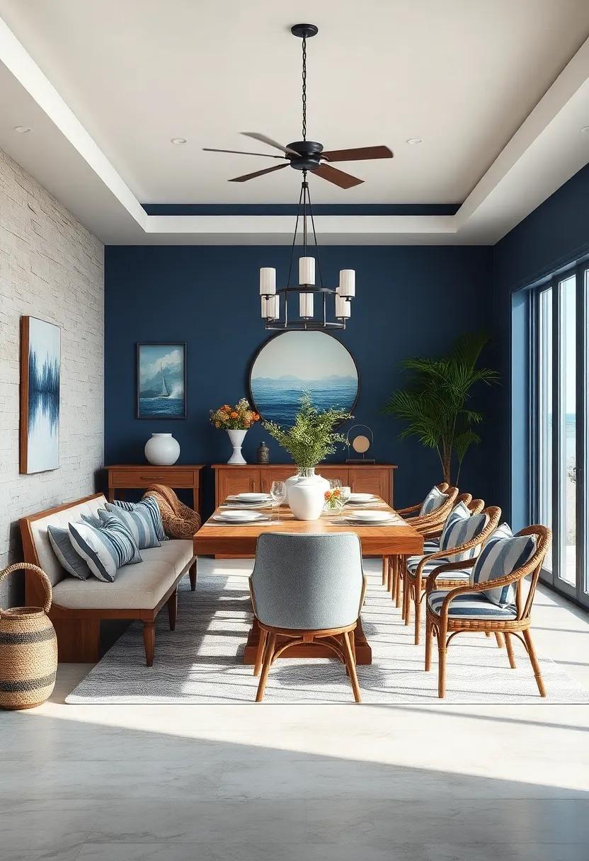 Embrace Nautical Nuances: Incorporate navy blue and crisp white while adding striped textures to evoke the calm of the ocean