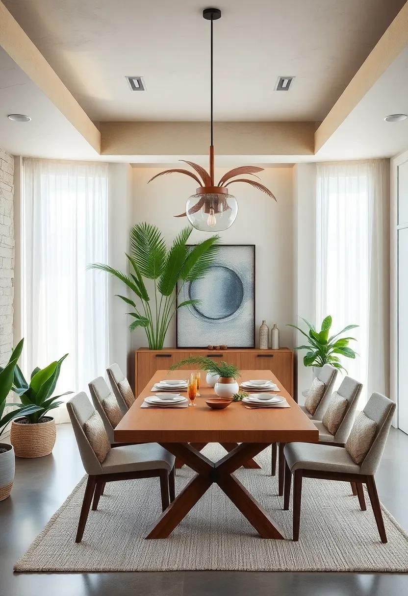Indoor Plants: Bring in coastal foliage like palms or succulents to create a fresh, natural vibe that enhances the dining experience