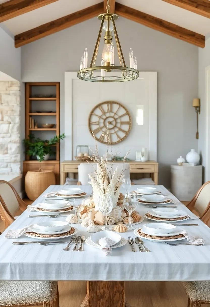 Seashell Centerpieces: Decorate your dining table with beautiful seashell collections, making each meal a reminder of the sea