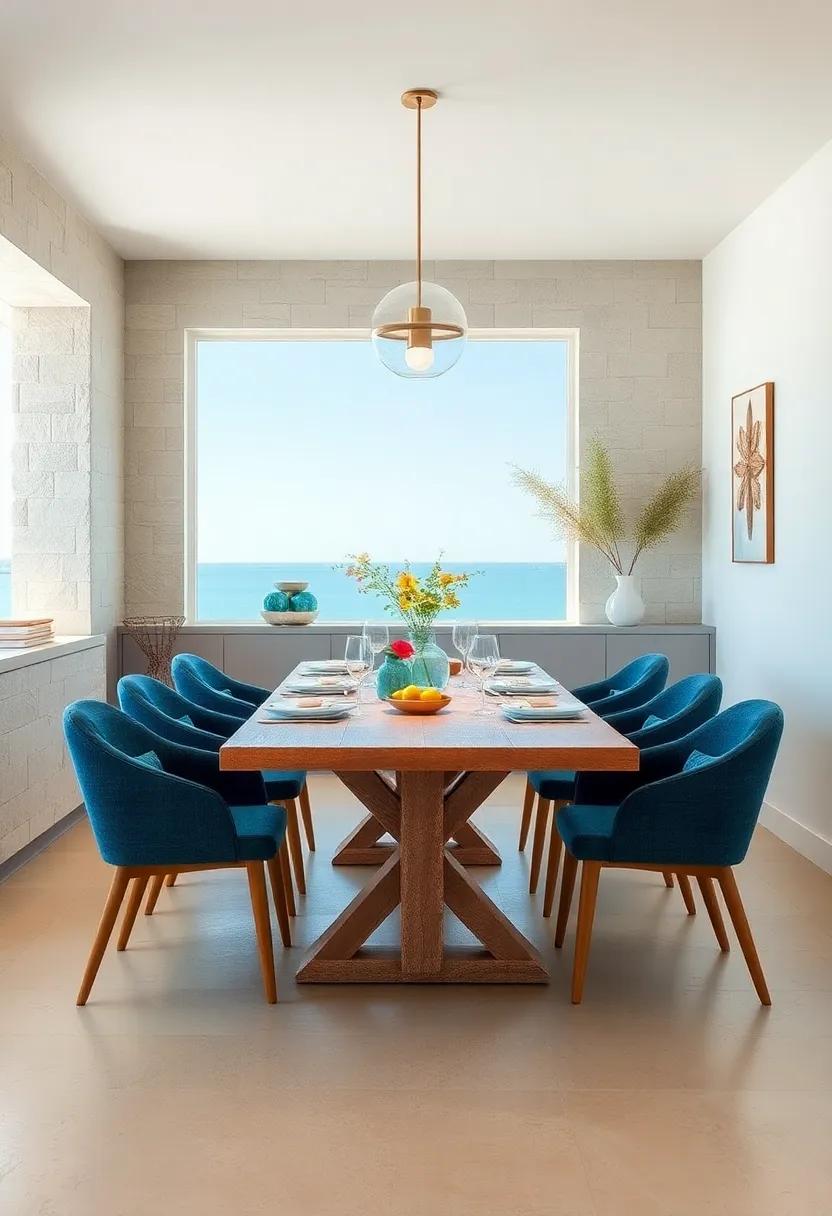 Simplistic Table Designs: Minimalist and simplistic table designs ensure that the focus remains on the coastal theme and the shared meals