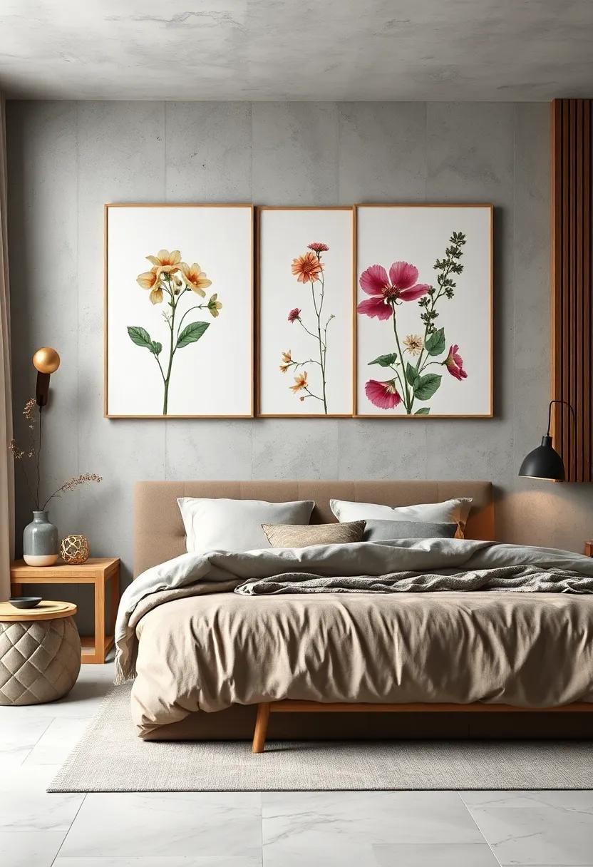 Botanical Bliss: Decorate with botanical prints or real pressed flowers for a touch of nature and tranquility in your bedroom