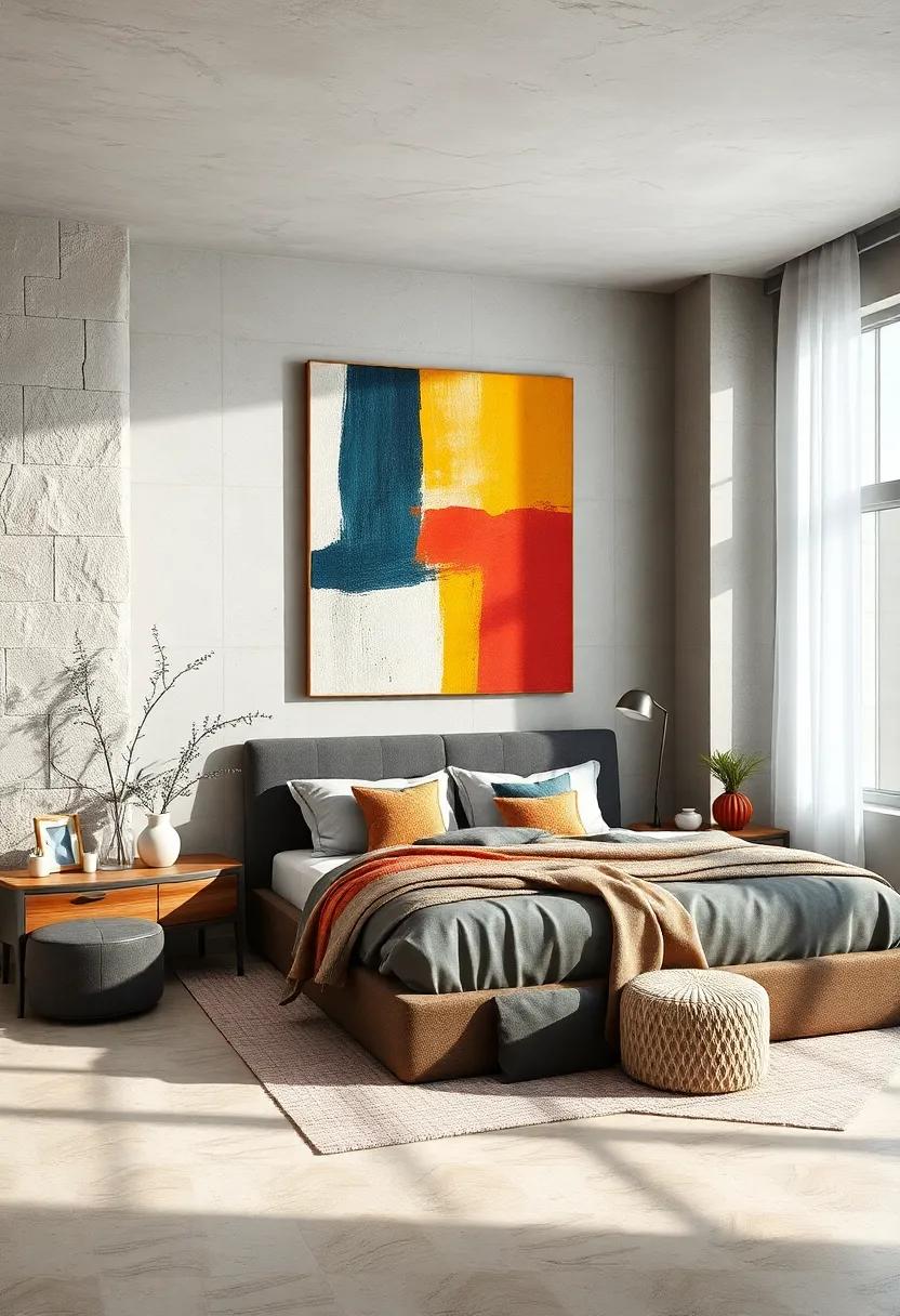 Color Blocked Canvas: Select bold canvas art with color-blocking techniques to create visual interest and a modern flair