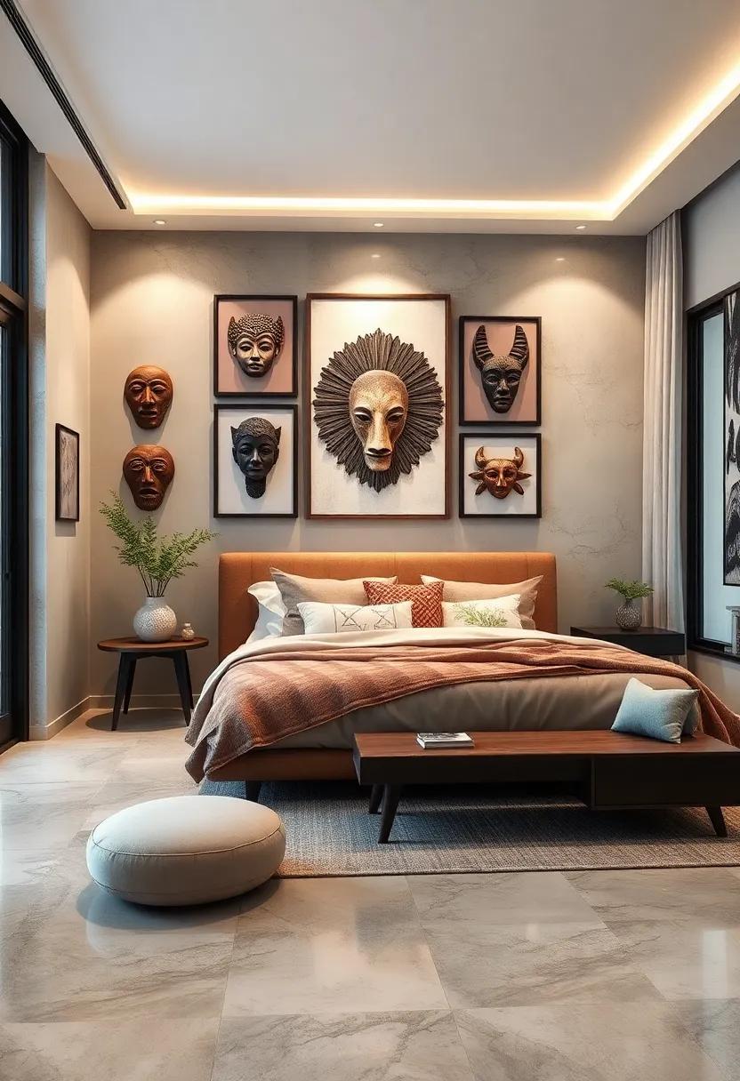 cultural inspirations: Integrate art from different cultures, such as African masks or Asian prints, to incorporate global influences