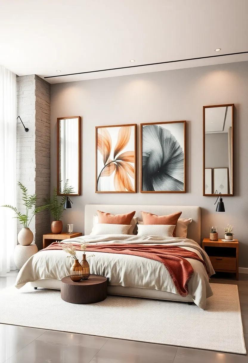 Framed Mirrors: Incorporate mirrors with artistic frames to create the illusion of space while enhancing the overall decor