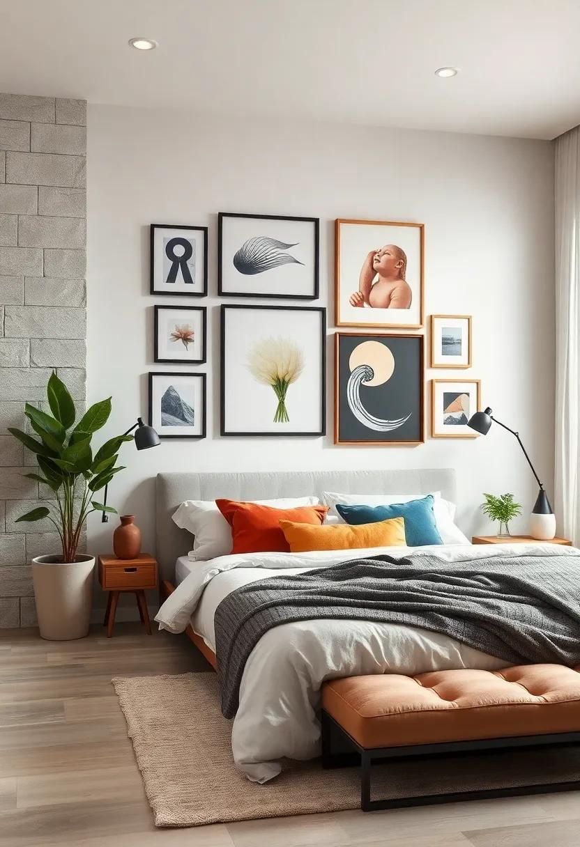 Gallery Wall: Curate an eclectic gallery wall by mixing different frames and art styles, allowing your personality to shine through