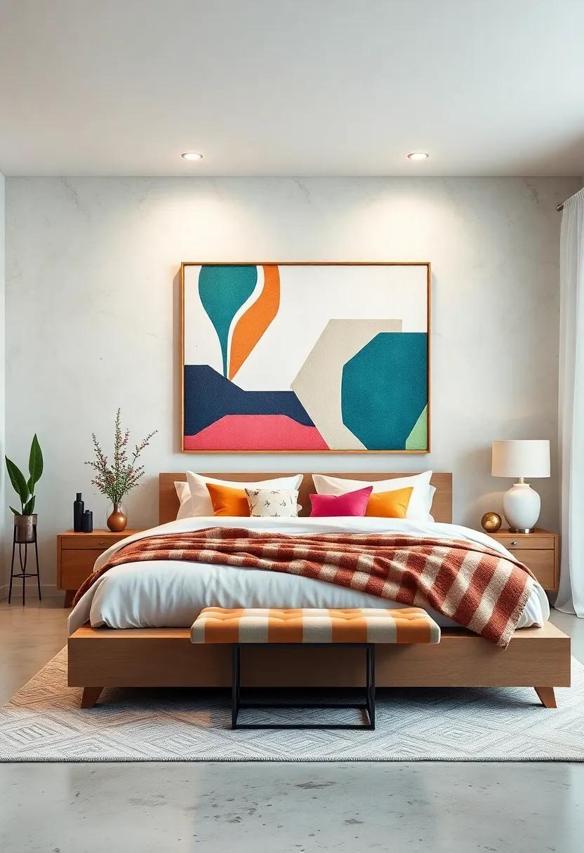 geometric Wonders: Utilize geometric art with bold shapes and colors to create a contemporary vibe that energizes your space