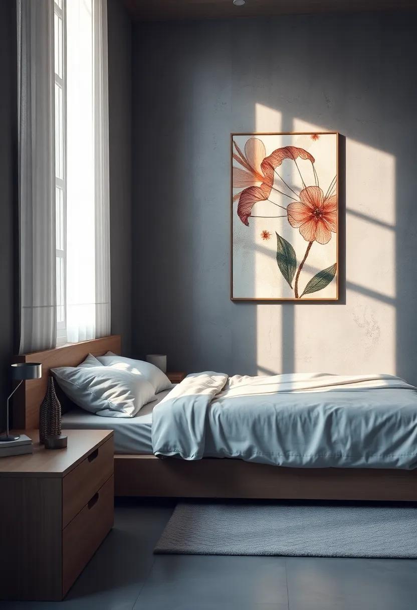 Light and Shadow Play: Experiment with light-catching artwork that changes with the light of day, adding a dynamic element to your room