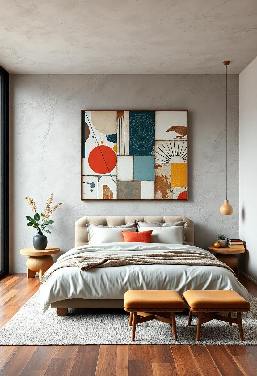 Mixed Media Collages: Hunt for unique collages that blend paint, paper, and found objects to add individuality and intrigue