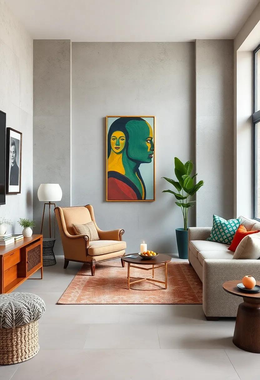 Merging Eras: Combine a classic Victorian armchair with contemporary artwork to create a dialogue between past and present