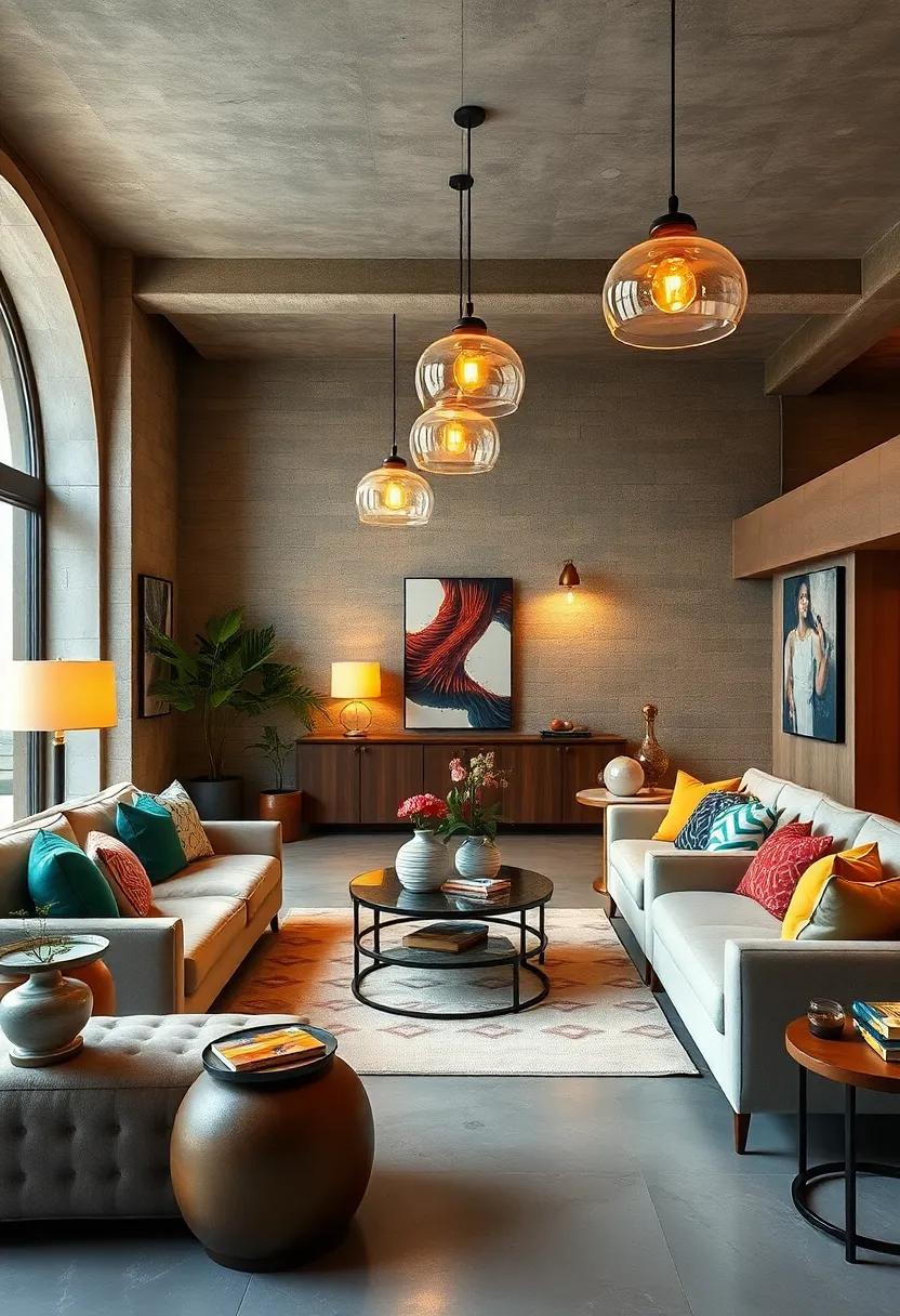 Layered Lighting: Mix vintage lamps with contemporary pendant lights to provide different layers of light that enhance the eclectic feel