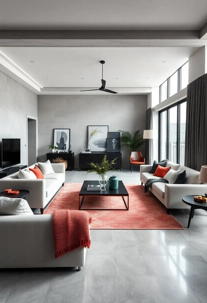 Monochrome Magic: Pair a stark black-and-white palette with unexpected, colorful throw blankets or cushions for a bold yet cohesive look