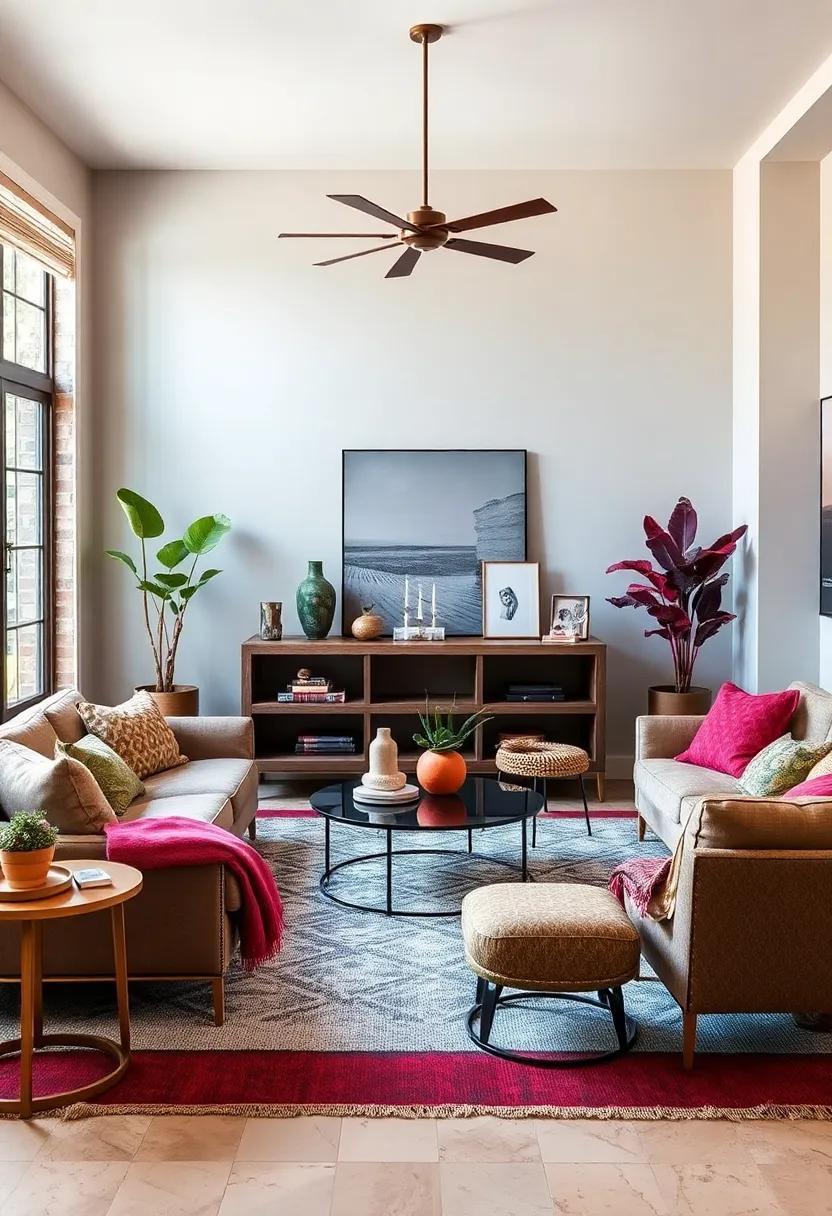 Curated Collections: Showcase unique finds from flea markets or travels mixed in with contemporary furniture for a truly personal touch