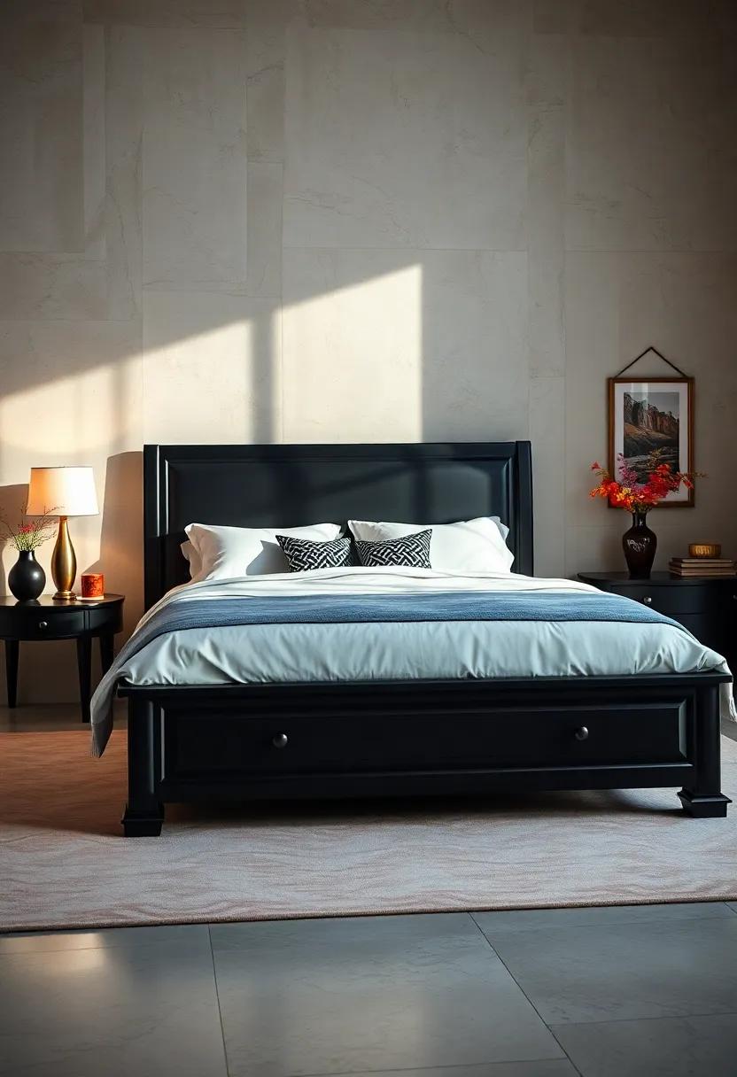 Bold Black Beauty: ‍Make a statement with a striking black sleigh bed that‍ exudes sophistication while contrasting beautifully against ​lighter decor