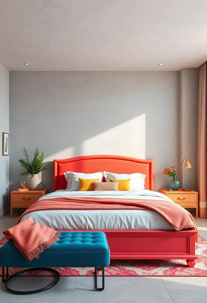 Contemporary Color Pop:⁤ Inject ⁤vibrancy into your⁢ bedroom ​with a ‌brightly‍ colored sleigh⁢ bed ⁤that​ serves‍ as the ⁣focal​ point ⁣of the room