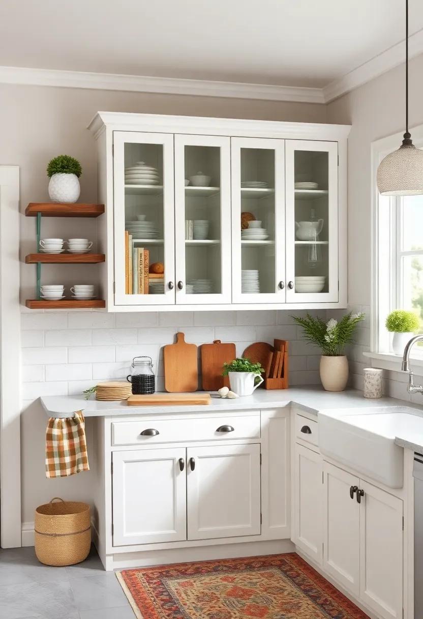 Display a Collection: Showcase a curated collection of vintage cookbooks or kitchen utensils in a glass-front cabinet for a personalized touch