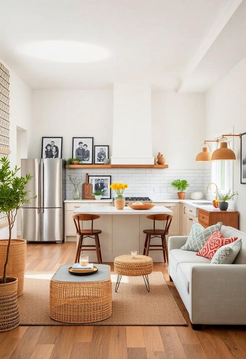 Personalize with Family Photos: Frame black-and-white family photos and hang them in the kitchen to create a warm, inviting atmosphere filled with memories