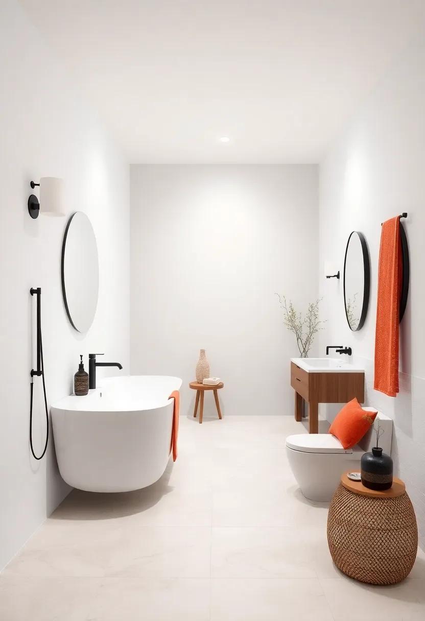 Bold Contrast: Consider a single, bold feature like a black accent, through a faucet or light fixture, to create a striking focal point