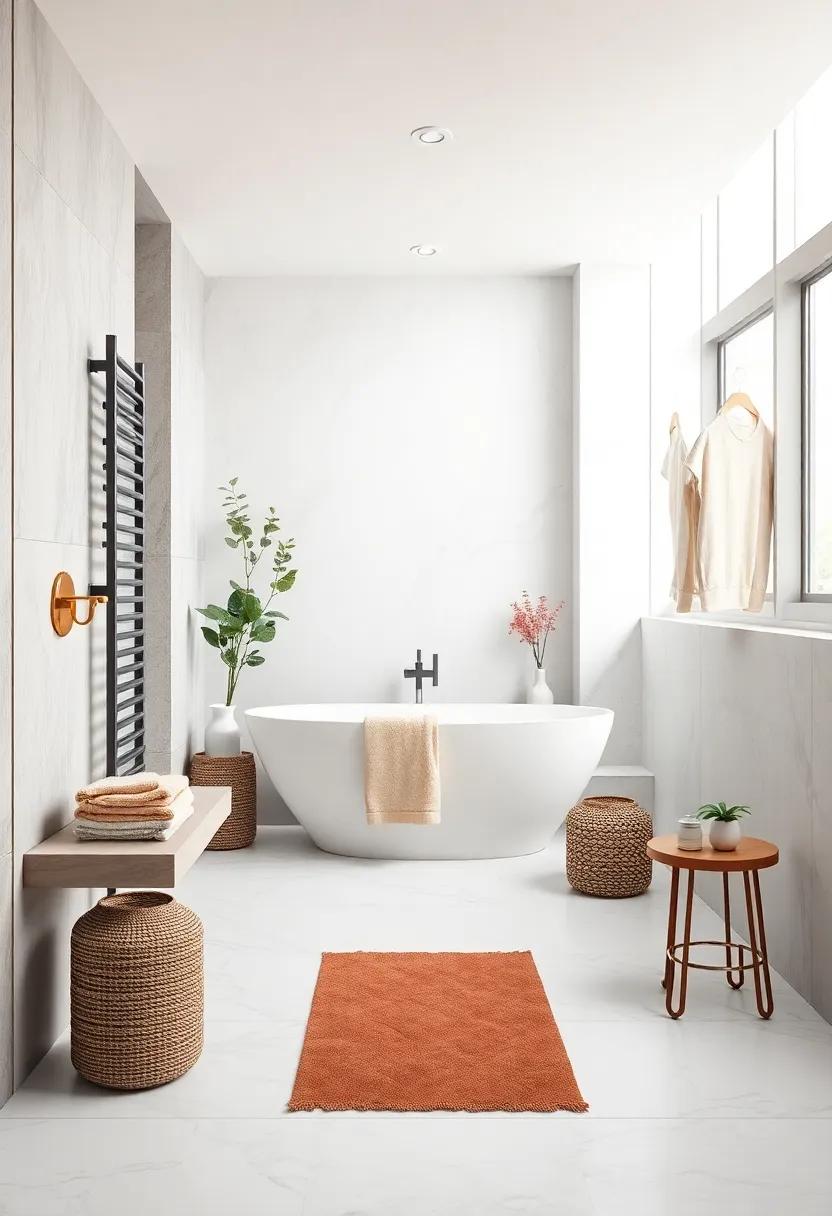 Efficient Heating: Install underfloor heating or a heated towel rail for comfort that complements the sleek, minimalist design