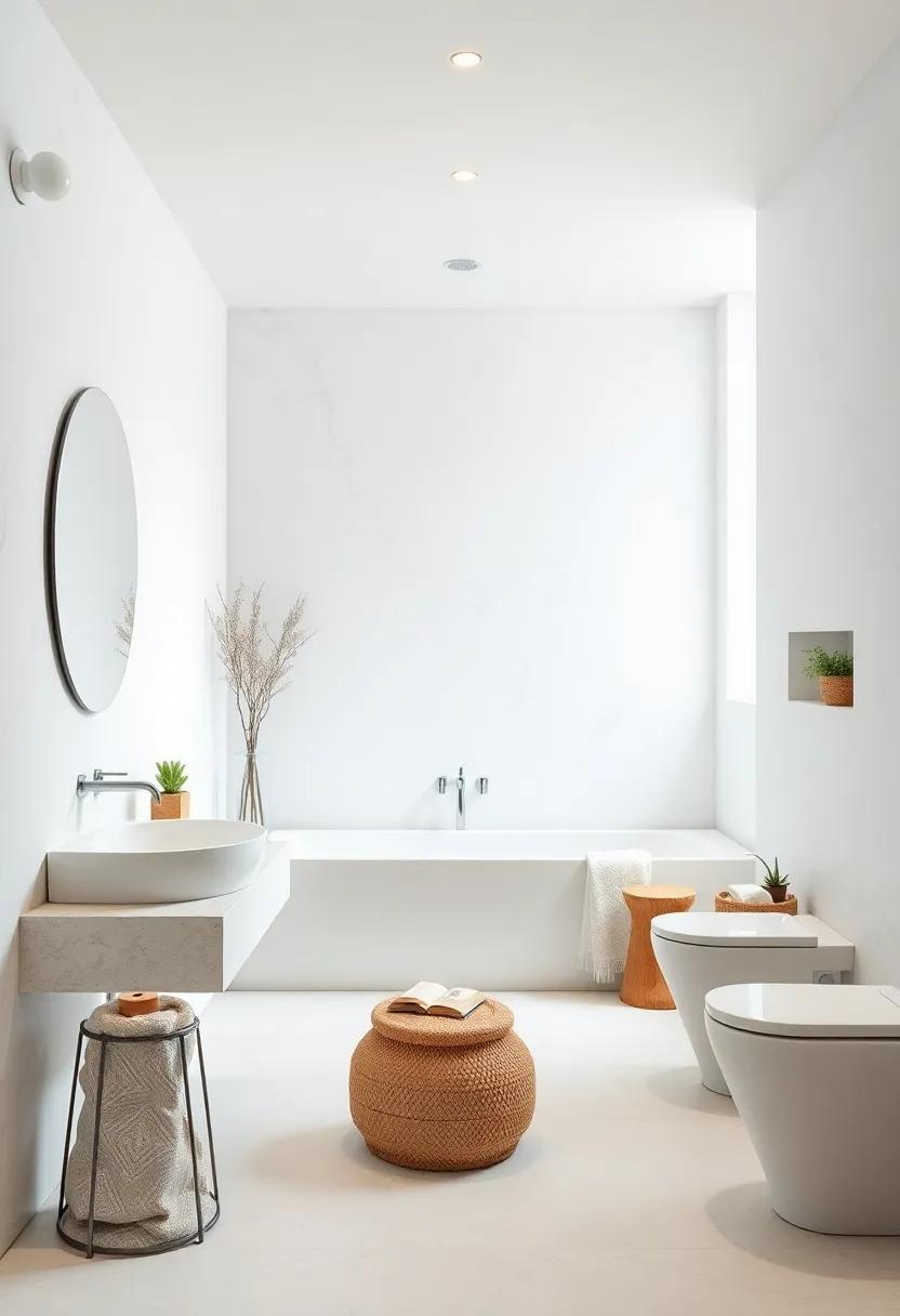 Minimalist Fixtures: Choose streamlined faucets and showerheads in matte finishes that maintain the simplicity and elegance of the minimalist theme