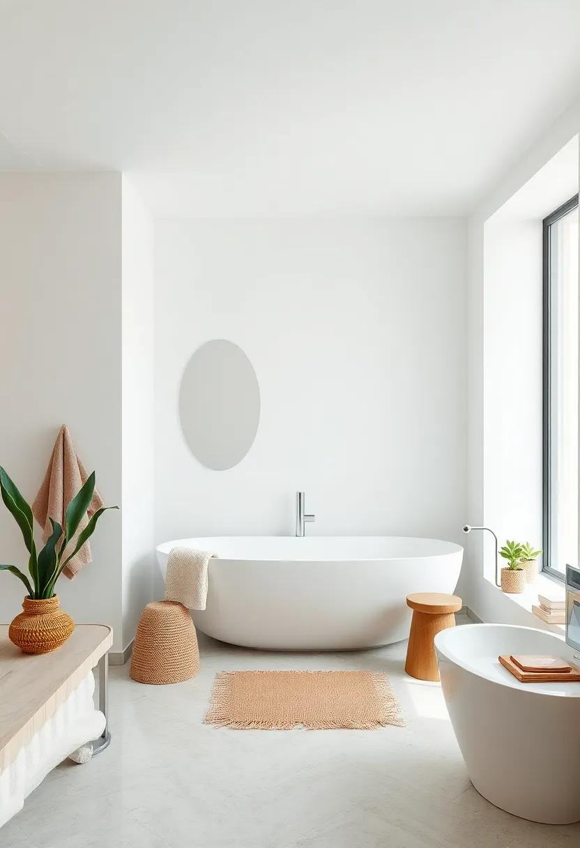 Soft Curves: Introduce soft,curved lines through faucets,mirrors,or furniture to soften the sleek edges and add warmth
