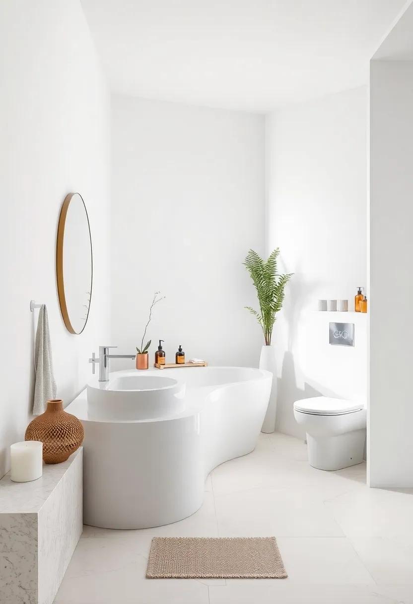 Streamlined Accessories: Limit decor and accessories to only essentials, such as a sleek soap dispenser or a chic candle, to keep surfaces clutter-free