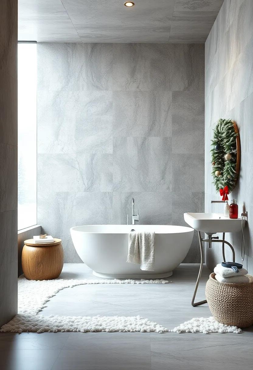 Create a winter⁢ wonderland with faux snow or cotton batting⁣ placed around ⁢your bathroom⁣ for⁣ a magical touch