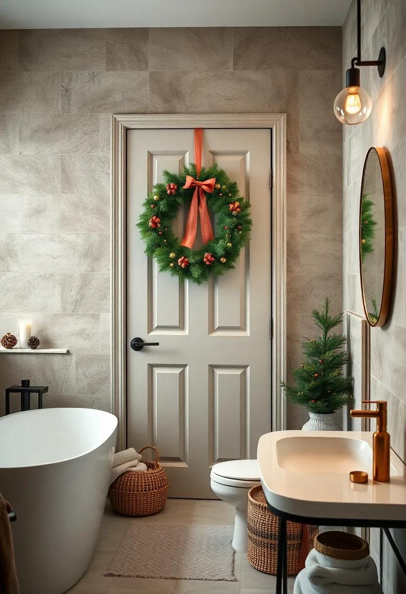 Hang a​ festive wreath ‍on your bathroom door to instantly ⁤bring holiday cheer into your space