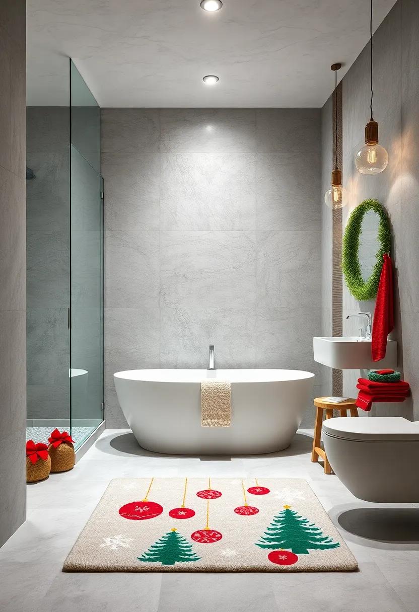 incorporate a merry bath mat featuring Christmas ornaments or winter scenes ⁤for a ‍cozy feel underfoot