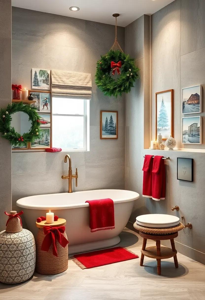 Incorporate‌ vintage holiday⁢ postcards‍ as art ⁣displays on your⁣ bathroom walls for a touch of nostalgia
