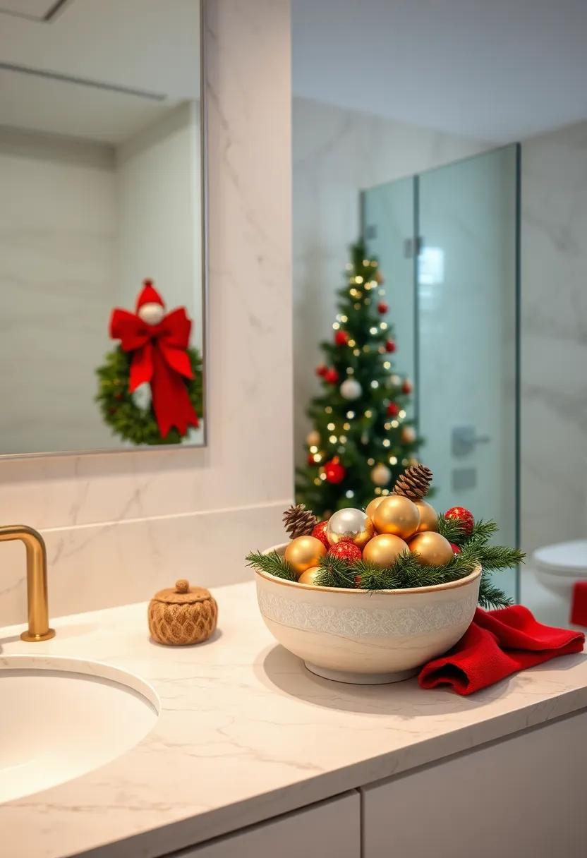Use ​decorative ceramic bowls ⁤filled with ornaments ⁤or​ pine cones on countertops to create a seasonal centerpiece