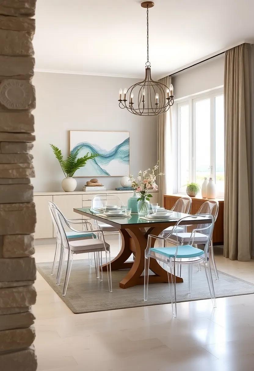 Glass Accents:⁤ Opt for glass or acrylic dining ​chairs⁣ to create an open feel, reflecting light and mimicking the fluid nature ⁢of water