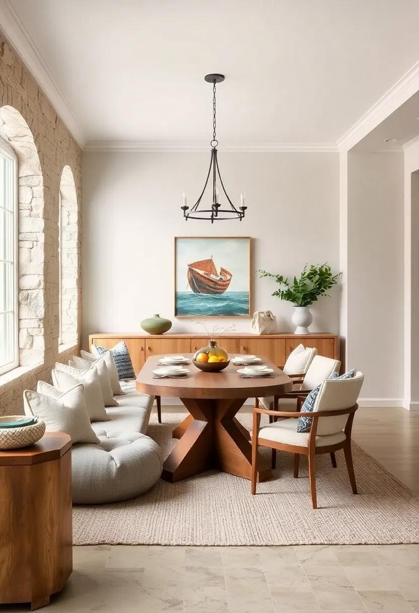 Pebble-Inspired textures: Layer textures that mimic ​pebbles or ‍sand, such as round cushions or textured rugs, to add depth and interest‍ to your dining room
