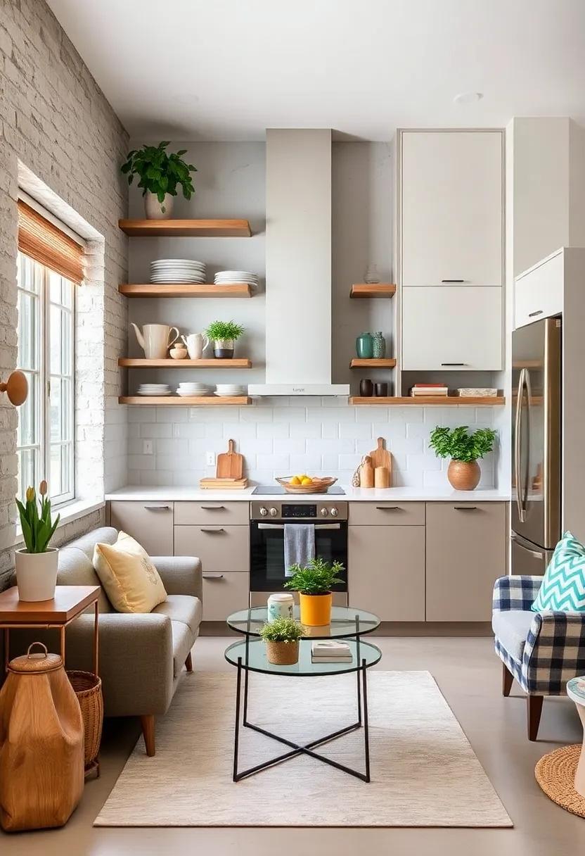 Embrace Open Shelving: swap upper cabinets for open shelves to create an airy feel and showcase your favorite dishware and decor