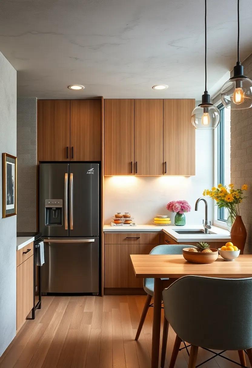 Install Under-Cabinet Lighting: Enhance visibility and ambiance with soft under-cabinet lighting, making both cooking and dining spaces feel inviting