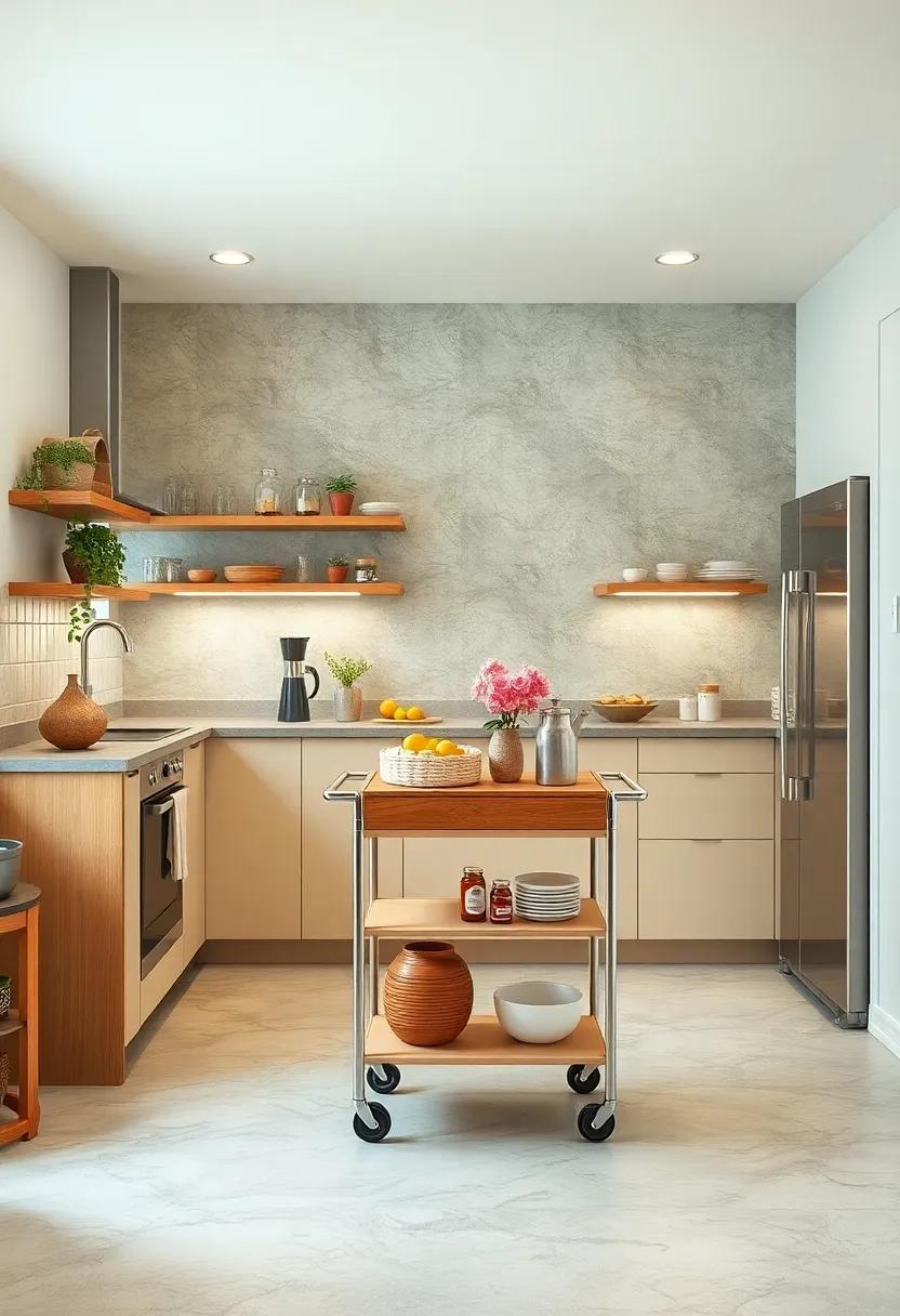 Use a Rolling Cart: A mobile kitchen cart can provide extra counter space, storage, and can easily be moved when not in use