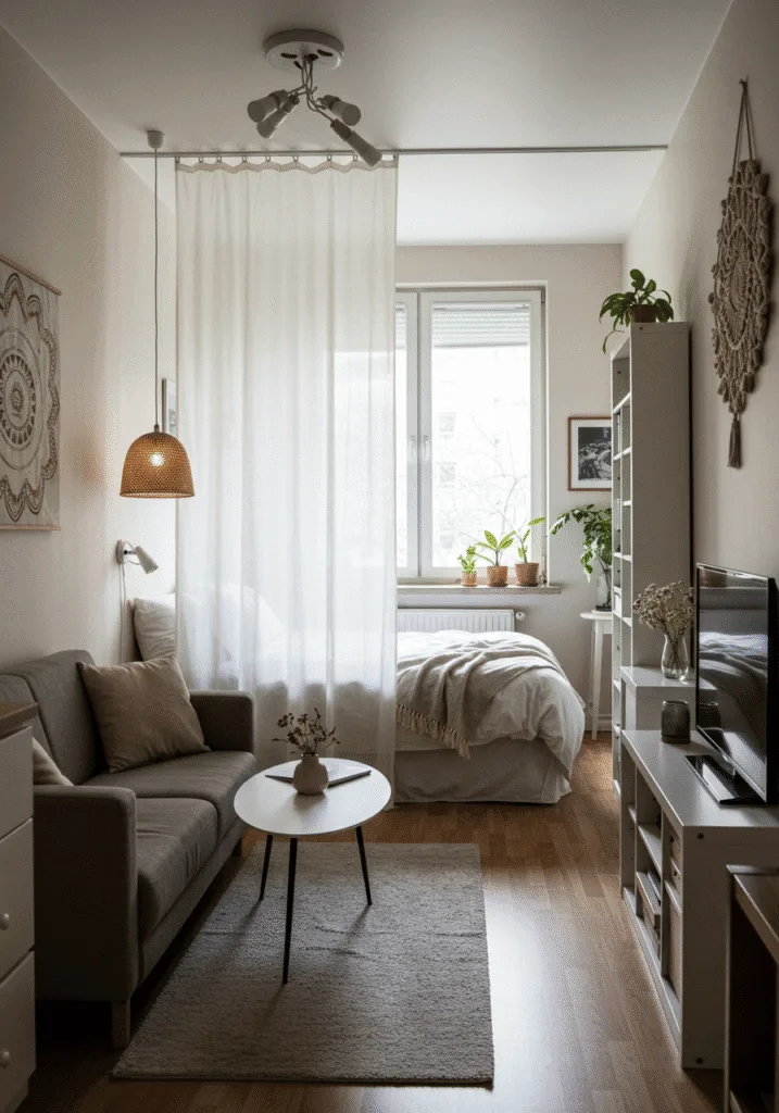 Small apartment with room divider