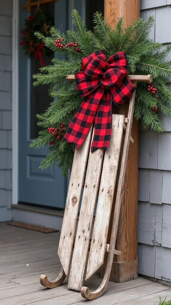 weathered wooden holiday sign