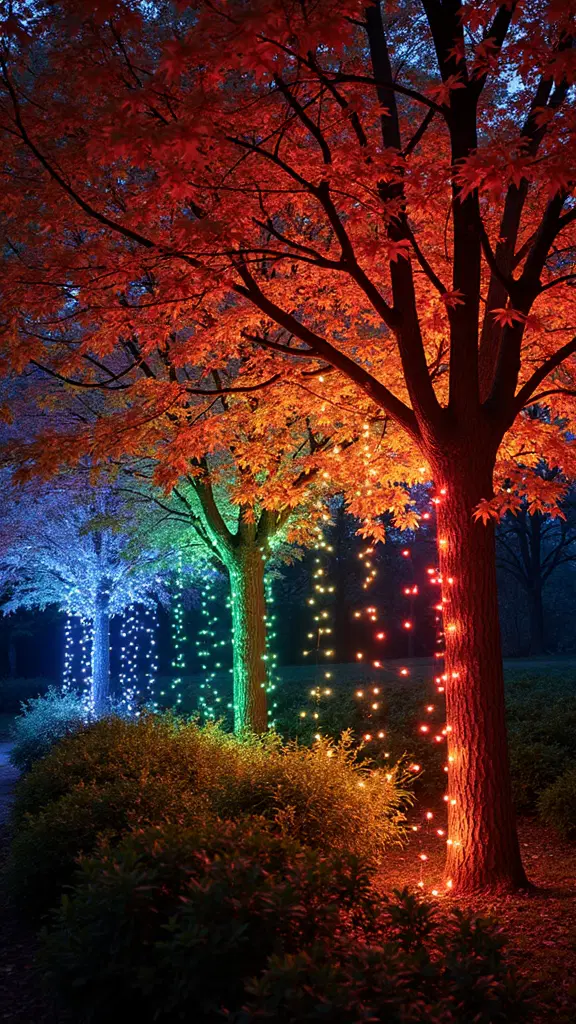 vivid colorful outdoor holiday lighting
