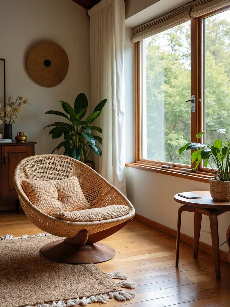 retro sculptural floating seat chair