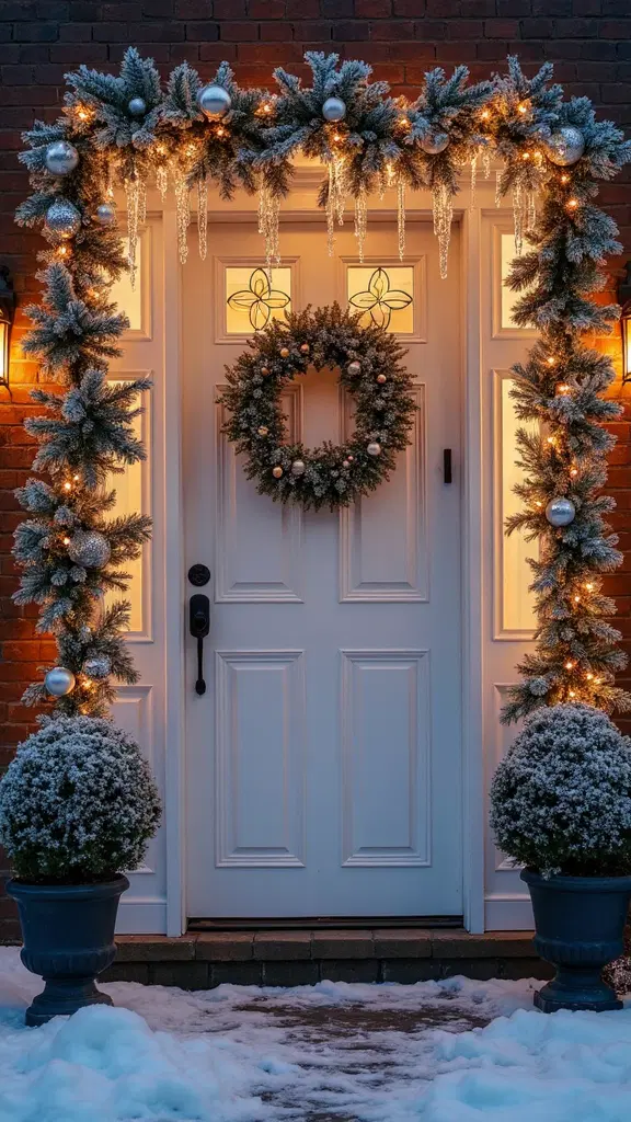 glowing winter doorframe decoration