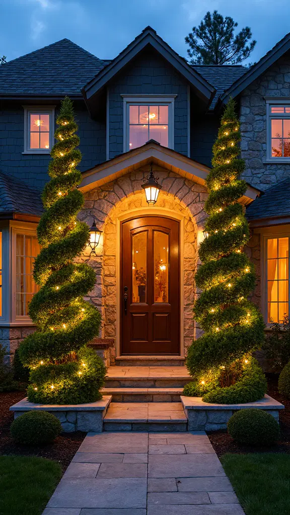illuminated spiral evergreen holiday decoration