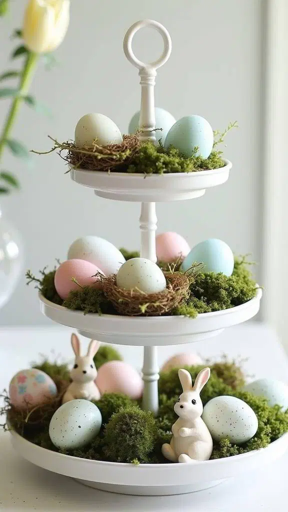 vibrant colorful Easter egg display