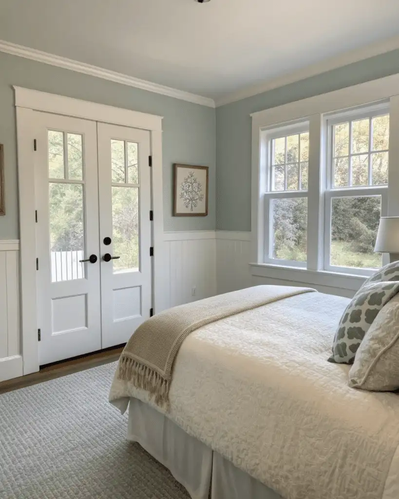 Cozy modern bedroom with warm neutral colors