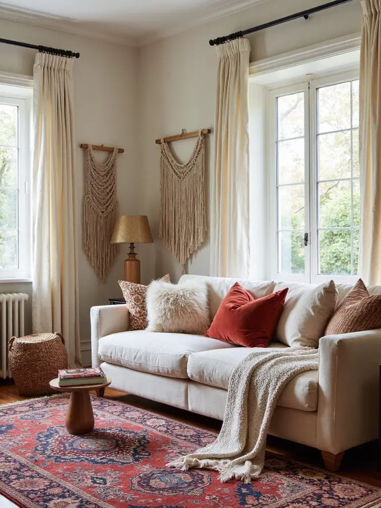 layered fabrics for cozy ambiance