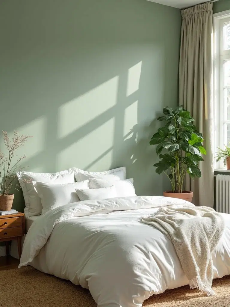 soothing sage green bedroom