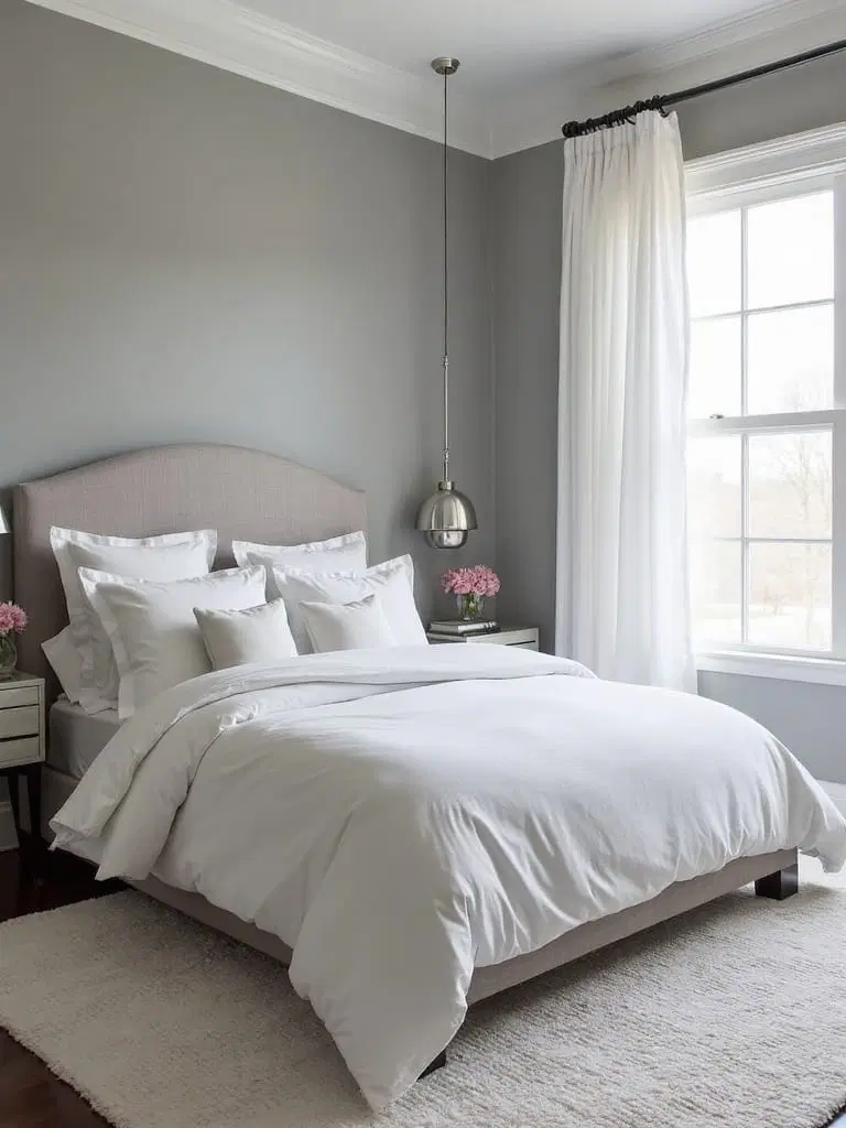 stylish grey and white bedroom design