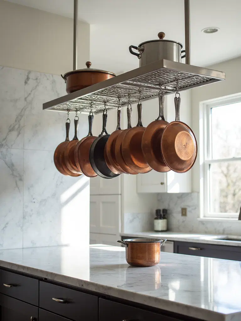 pot racks maximize kitchen organization